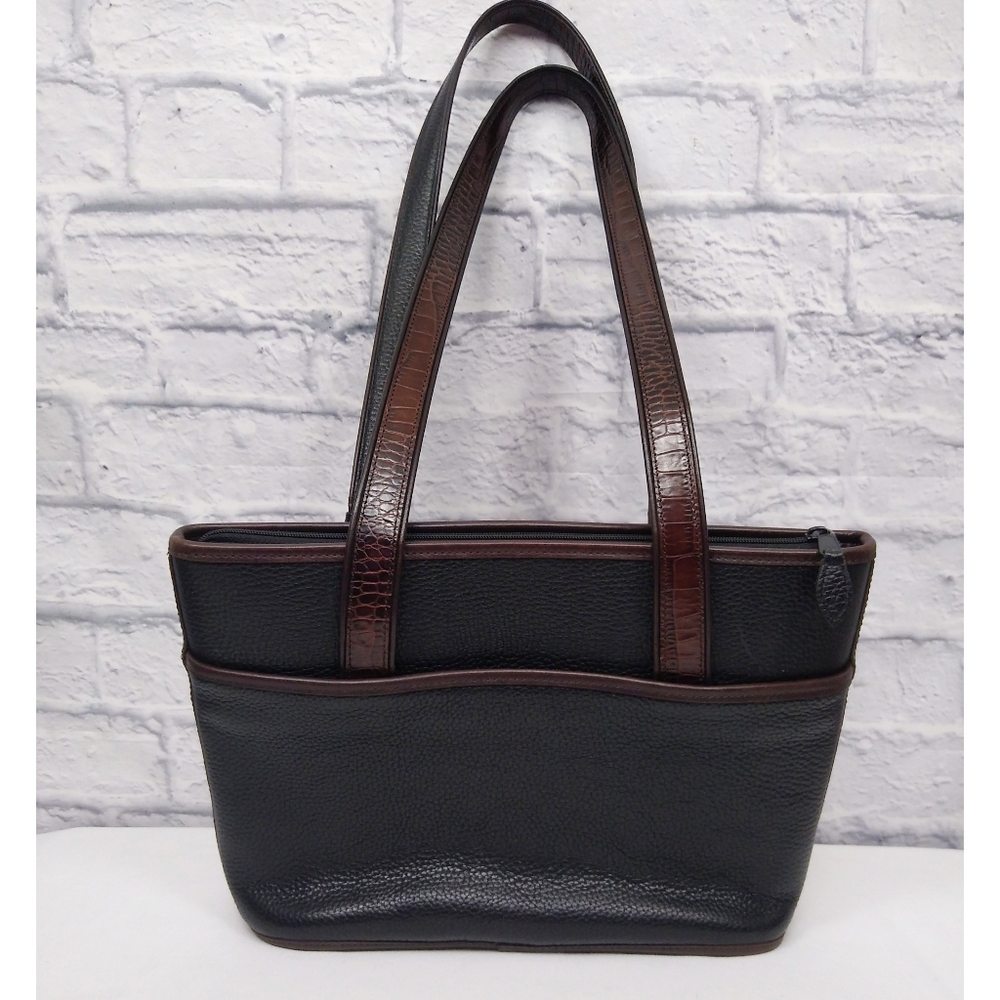 Vintage Brighton Leather Shoulder Bag Black Brown - Picture 2 of 12